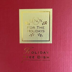 Lenox Cream and Gold Holly Leaf Dish